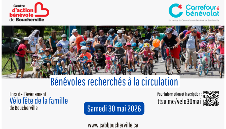Bénévoles recherchés pour la Vélo-Fête de la famille de Boucherville